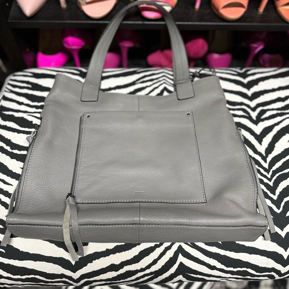 Vince Camuto Gray Leather Tote Bag